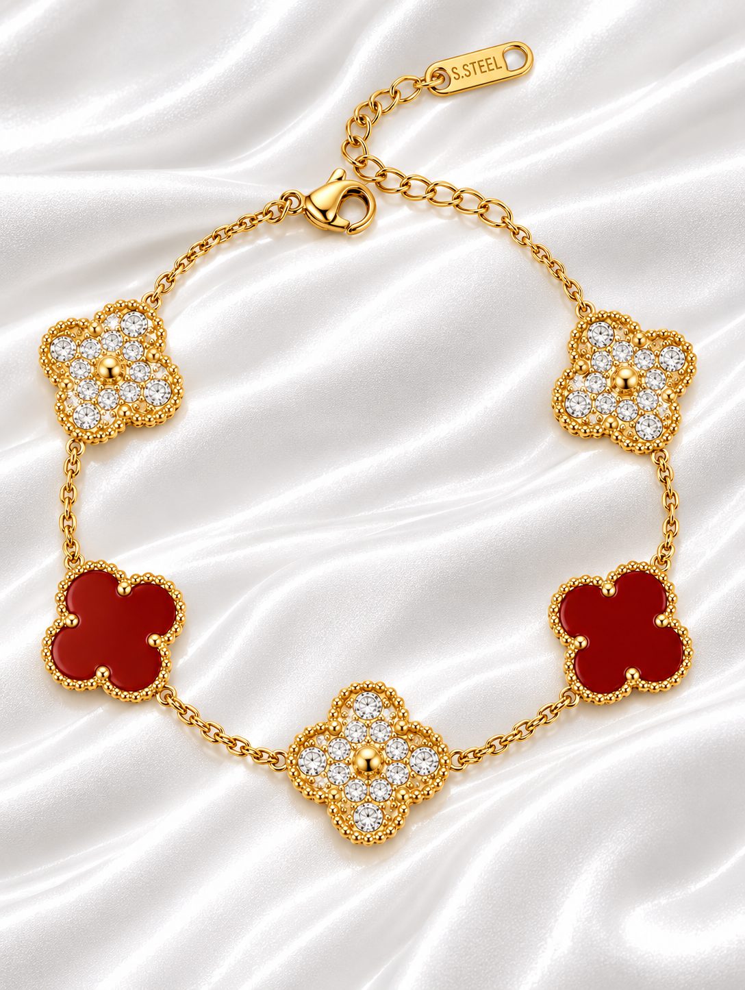 Red Ubax Bracelet With Diamonds 2.0 - 18K Gold Plated