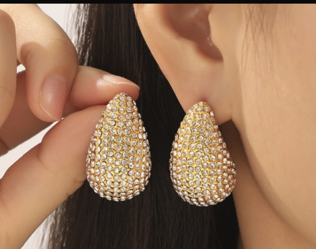 Raliya Earrings - 18K Gold Plated with Diamonds