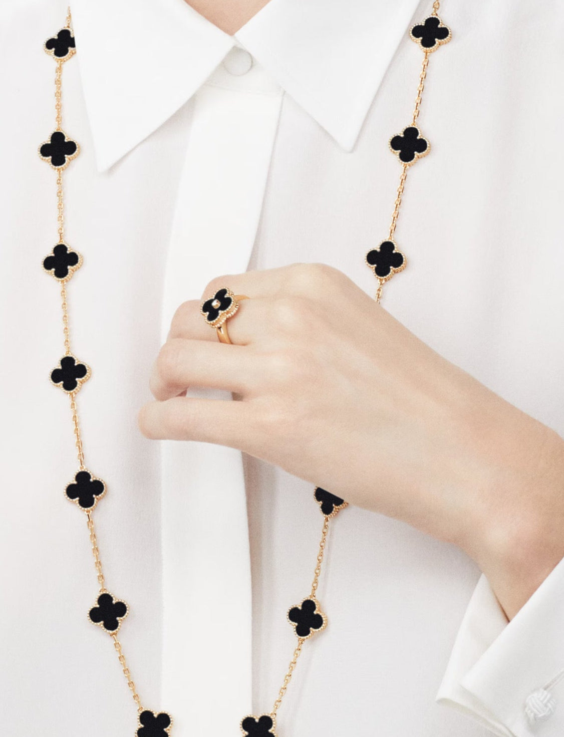 Long Black Ubax Van Cleef Set - 18K Gold Plated