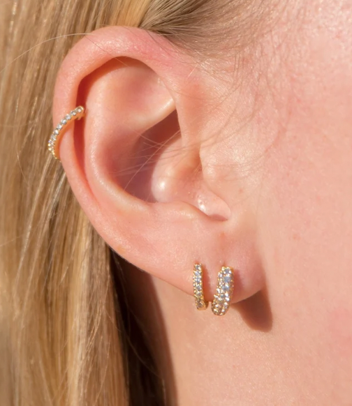 Salma Diamonds Hoop Earrings- 18k Gold Plated