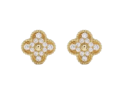 Gold Ubax Van Cleef Earrings with Diamonds - 18K Gold Plated