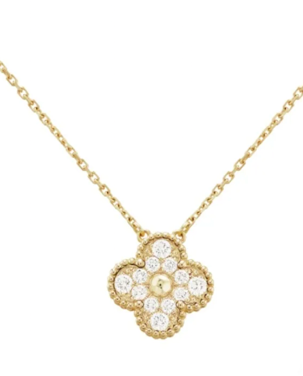 Gold Ubax Van Cleef Necklace with Diamonds - 18K Gold Plated