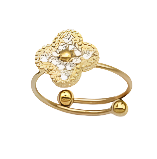 Black and Gold Ubax Van Cleef with Diamonds Set - 18K Gold Plated (15mm clover)