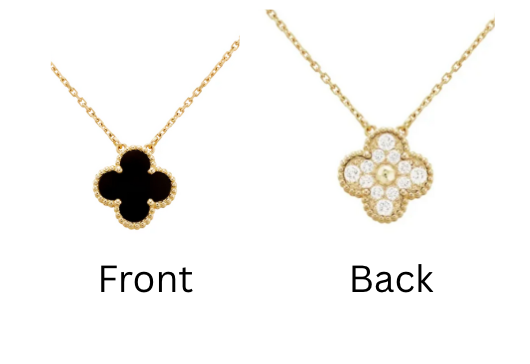 Black and Gold Ubax Van Cleef with Diamonds Set - 18K Gold Plated (15mm clover)