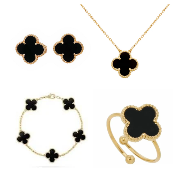 Black Ubax Van Cleef Set - 18K Gold Plated