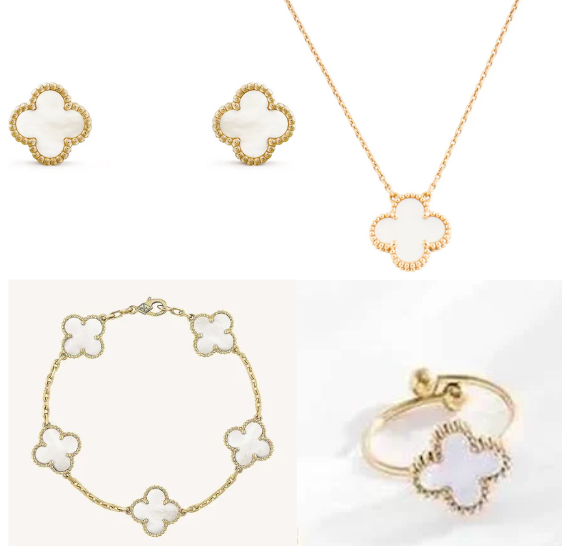 White Ubax Van Cleef Set - 18K Gold Plated