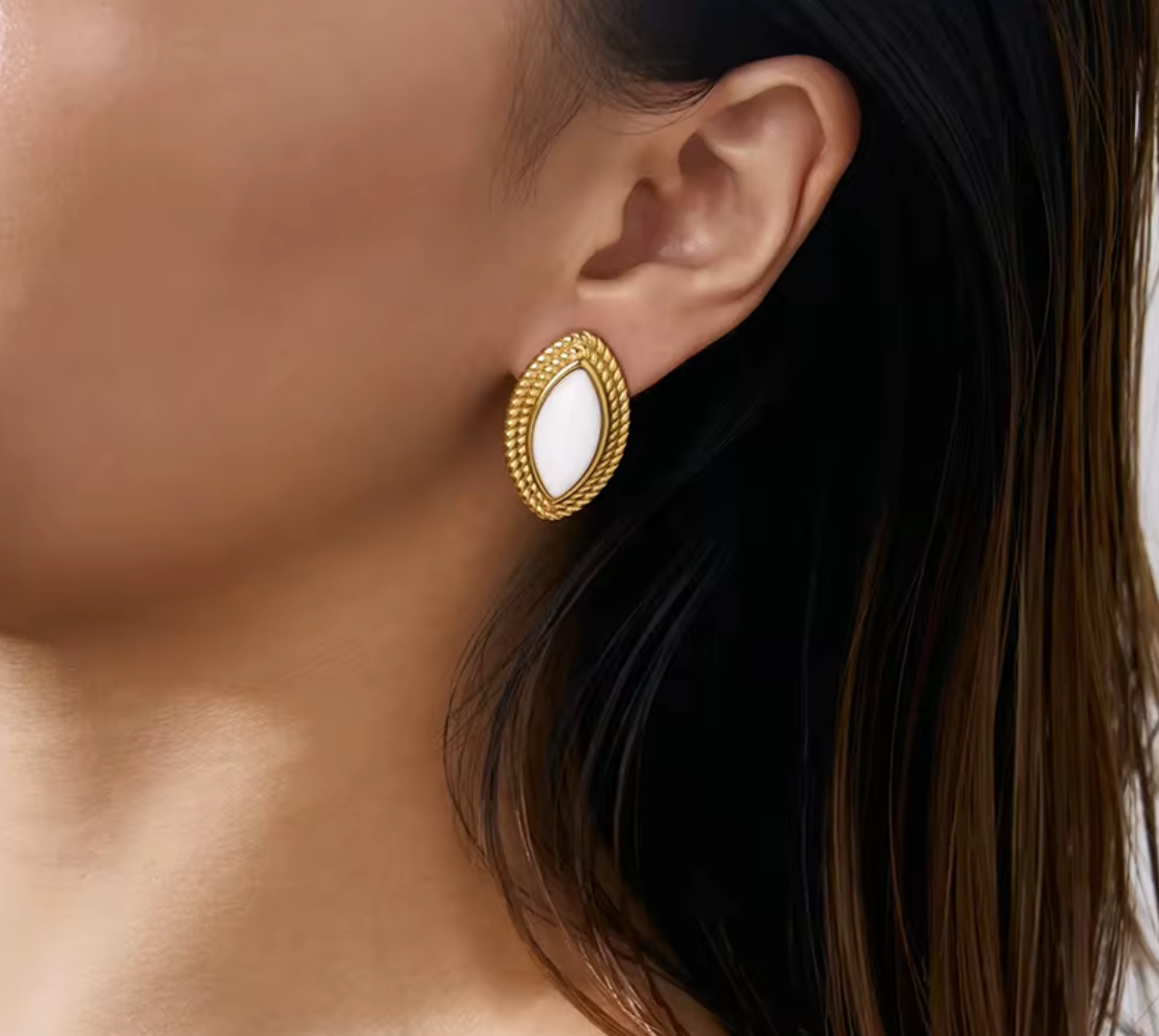 Iftan White Pearl Earrings - 18K Gold Plated