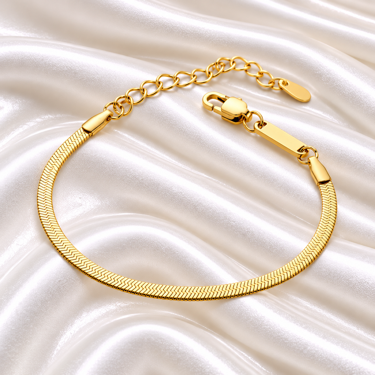 Assiya Herringbone Chain Bracelet | Kids Girls 18K Gold Plated