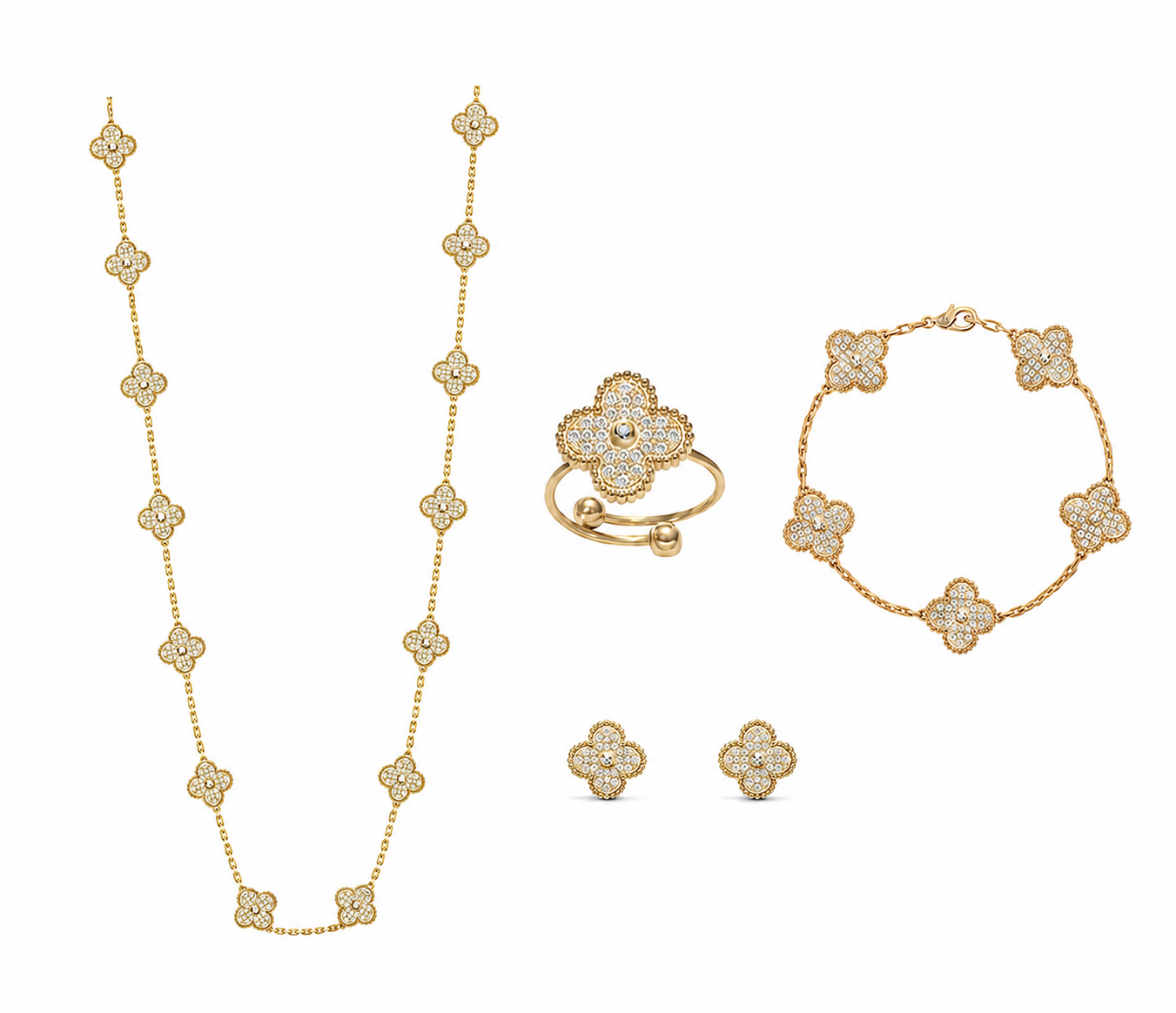 Long Gold Diamond Ubax Set - 18K Gold Plated