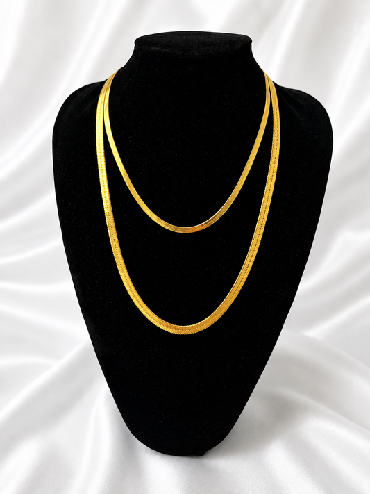 Ismahan Slim Herringbone Necklace - 18k Gold Plated