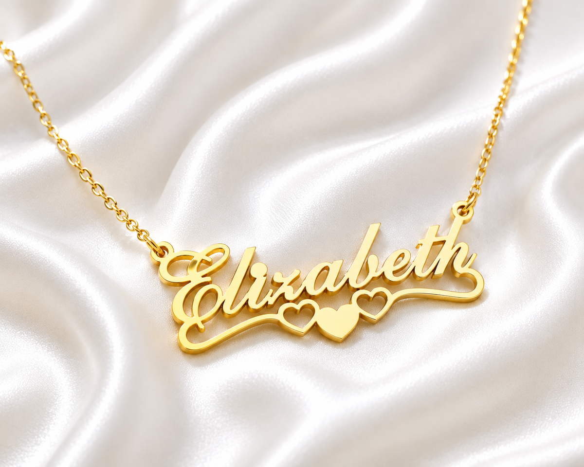 Necklace with underlined heart | 18k Gold plated Personalized Name Necklaces