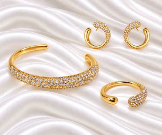 Sagal Set Diamonds - 18K Gold Plated
