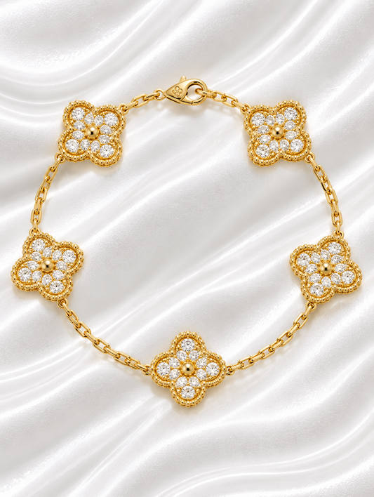 Gold Ubax Bracelet with Diamonds - 18K Gold Plated