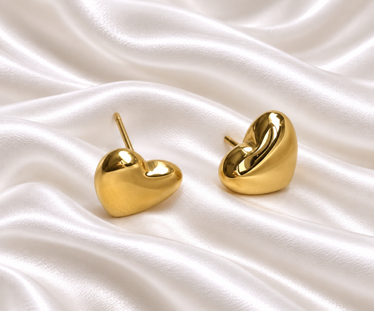 Heart Studs Earrings- 18k Gold Plated