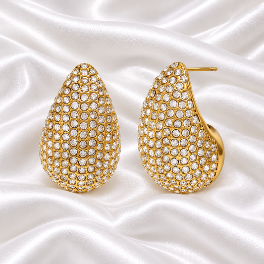 Raliya Earrings - 18K Gold Plated with Diamonds