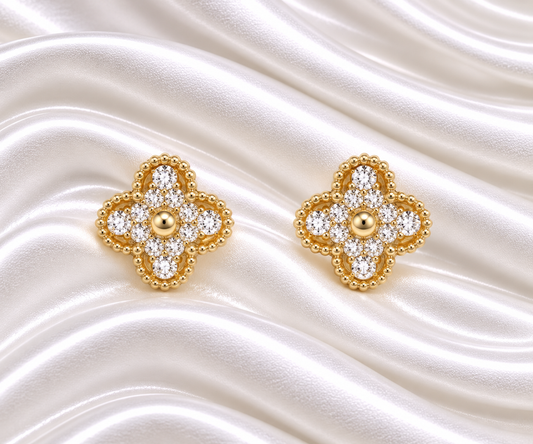 Gold Ubax Earrings with Diamonds - 18K Gold Plated