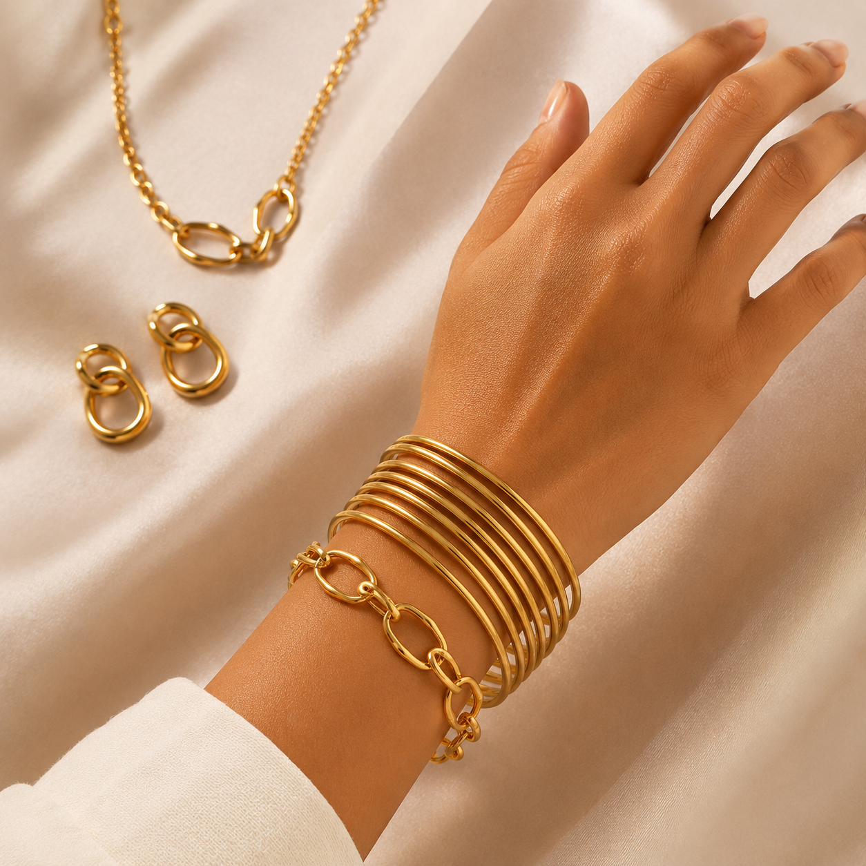 Amina 7 pieces Bangles - 18k Gold Plated