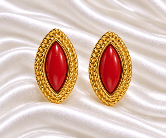 Iftan Red Earrings - 18K Gold Plated