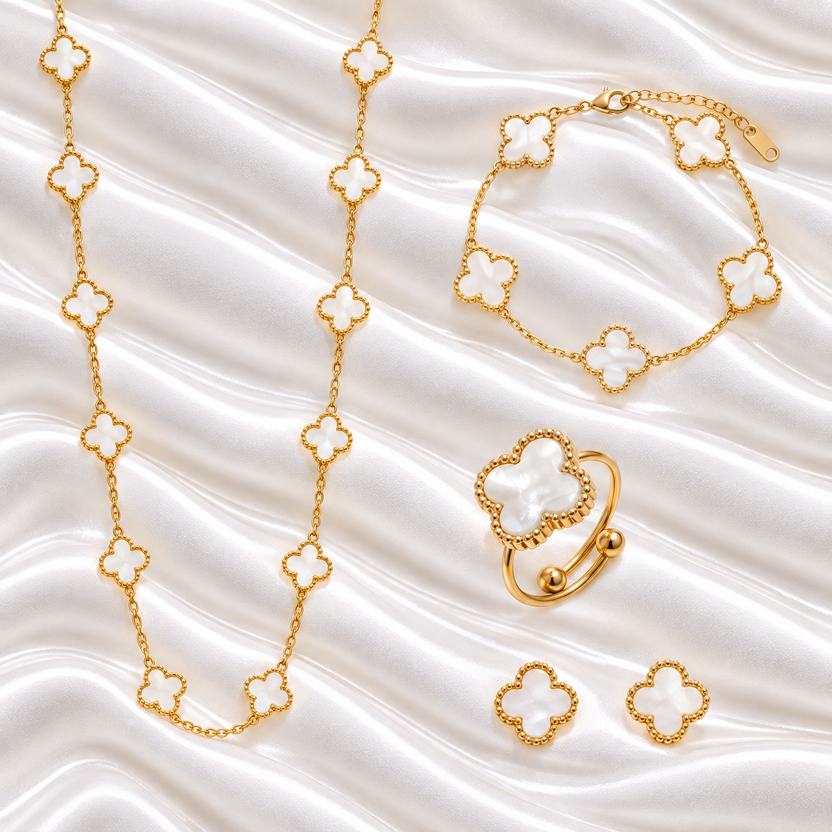 Long White Ubax Set - 18K Gold Plated