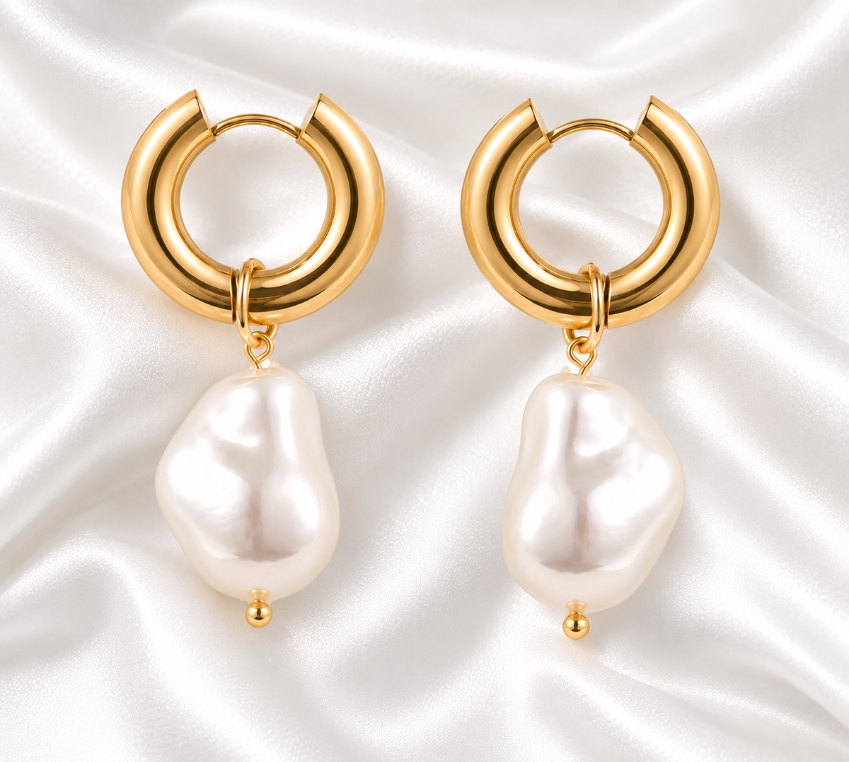Simane Pearl Earrings- 18k Gold Plated