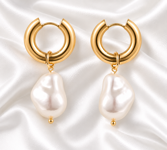 Simane Pearl Earrings- 18k Gold Plated