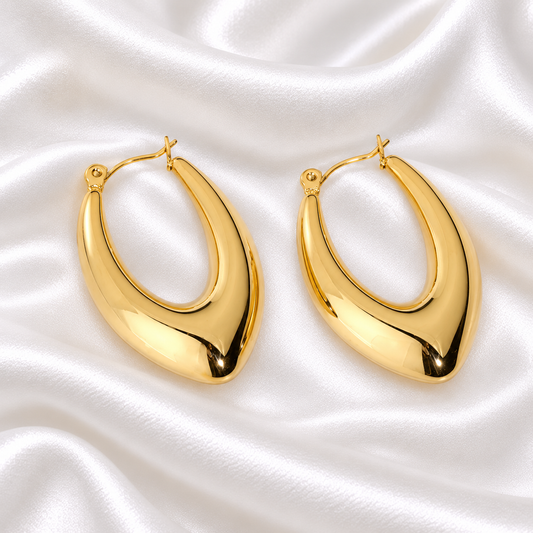 Amina Oval hoop earrings - 18k Gold Plated