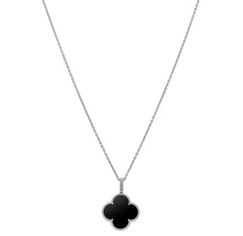 White Ubax Van Cleef Necklace - 18K Silver Necklace
