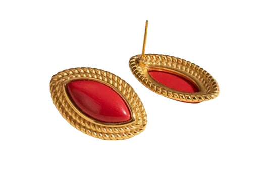 Iftan Red Earrings - 18K Gold Plated