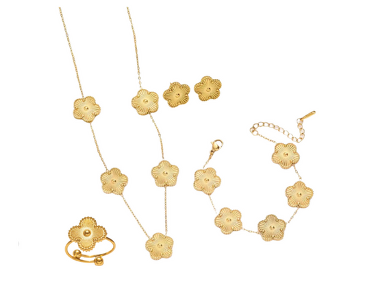 Gold 5 Clover Van Cleef Set - 18K Gold Plated