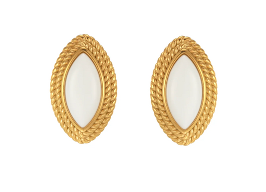 Iftan White Pearl Earrings - 18K Gold Plated