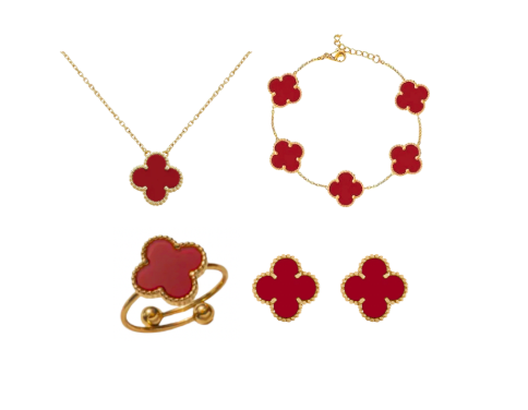 Red Ubax Van Cleef Set  - 18K Gold Plated