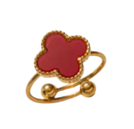 Red Ubax Van Cleef Ring- 18K Gold Plated