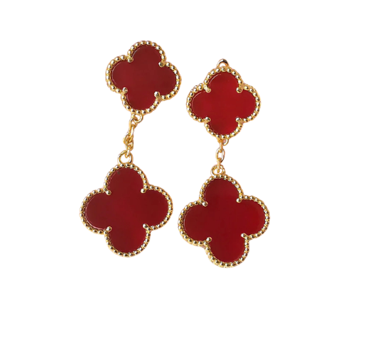 Red Ubax Van Cleef Earrings 3.0 - 18K Gold Plated