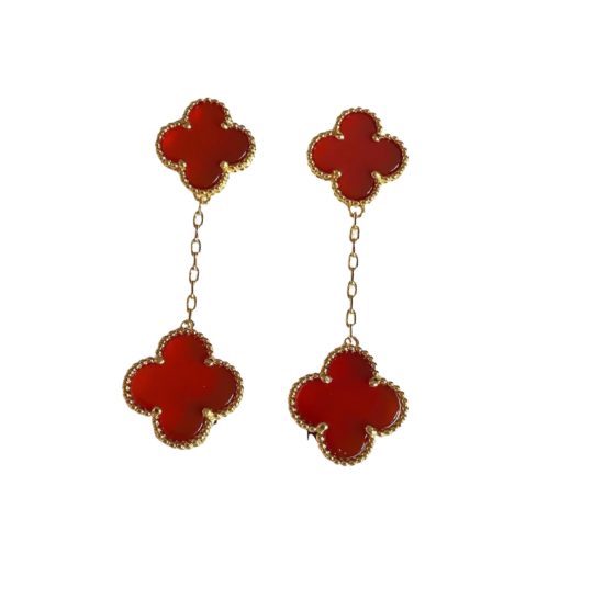 Red Ubax Van Cleef Earrings 2.0 - 18K Gold Plated