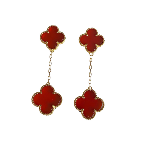 Red Ubax Van Cleef Earrings 2.0 - 18K Gold Plated