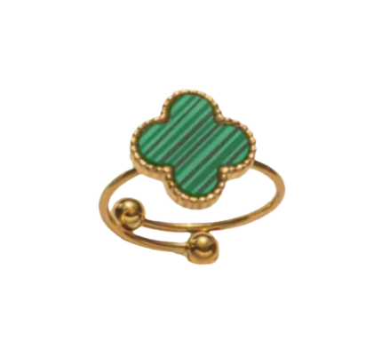 Green Ubax Van Cleef Ring- 18K Gold Plated