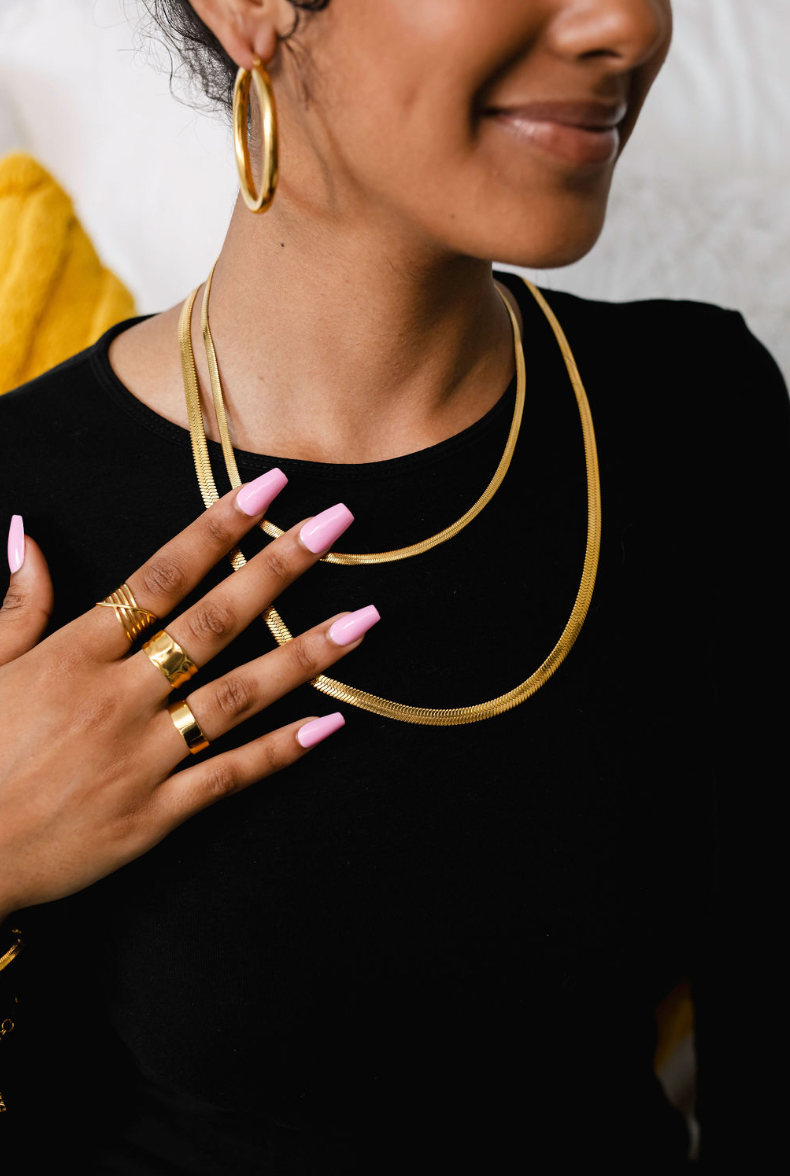 Ismahan Slim Herringbone set - 18k Gold Plated