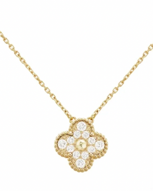 Gold Ubax Van Cleef Necklace with Diamonds - 18K Gold Plated