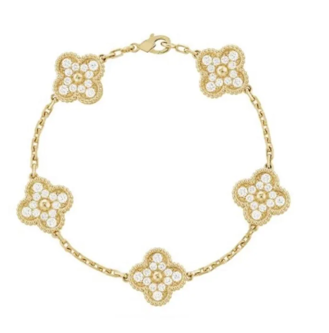 Gold Ubax Van Cleef with Diamonds Set - 18K Gold Plated