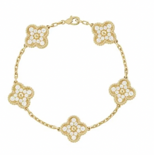 Gold Ubax Van Cleef Bracelet with Diamonds - 18K Gold Plated