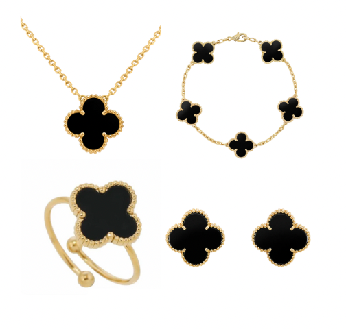 Black Ubax Van Cleef Set - 18K Gold Plated