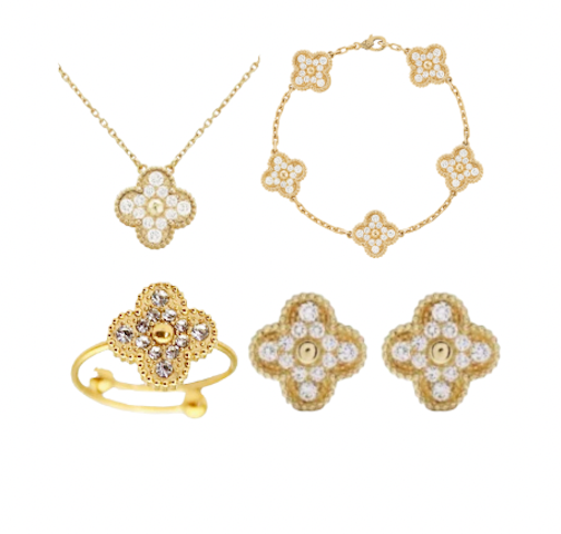 Gold Ubax Van Cleef with Diamonds Set - 18K Gold Plated