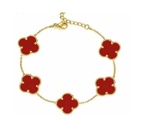 Red Ubax Van Cleef Bracelet - 18K Gold Plated