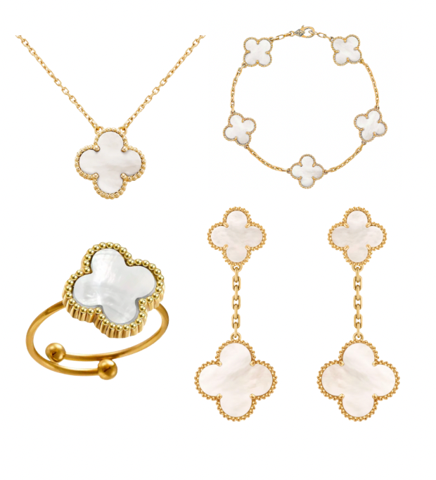 White Ubax Van Cleef Set 2.0  - 18K Gold Plated