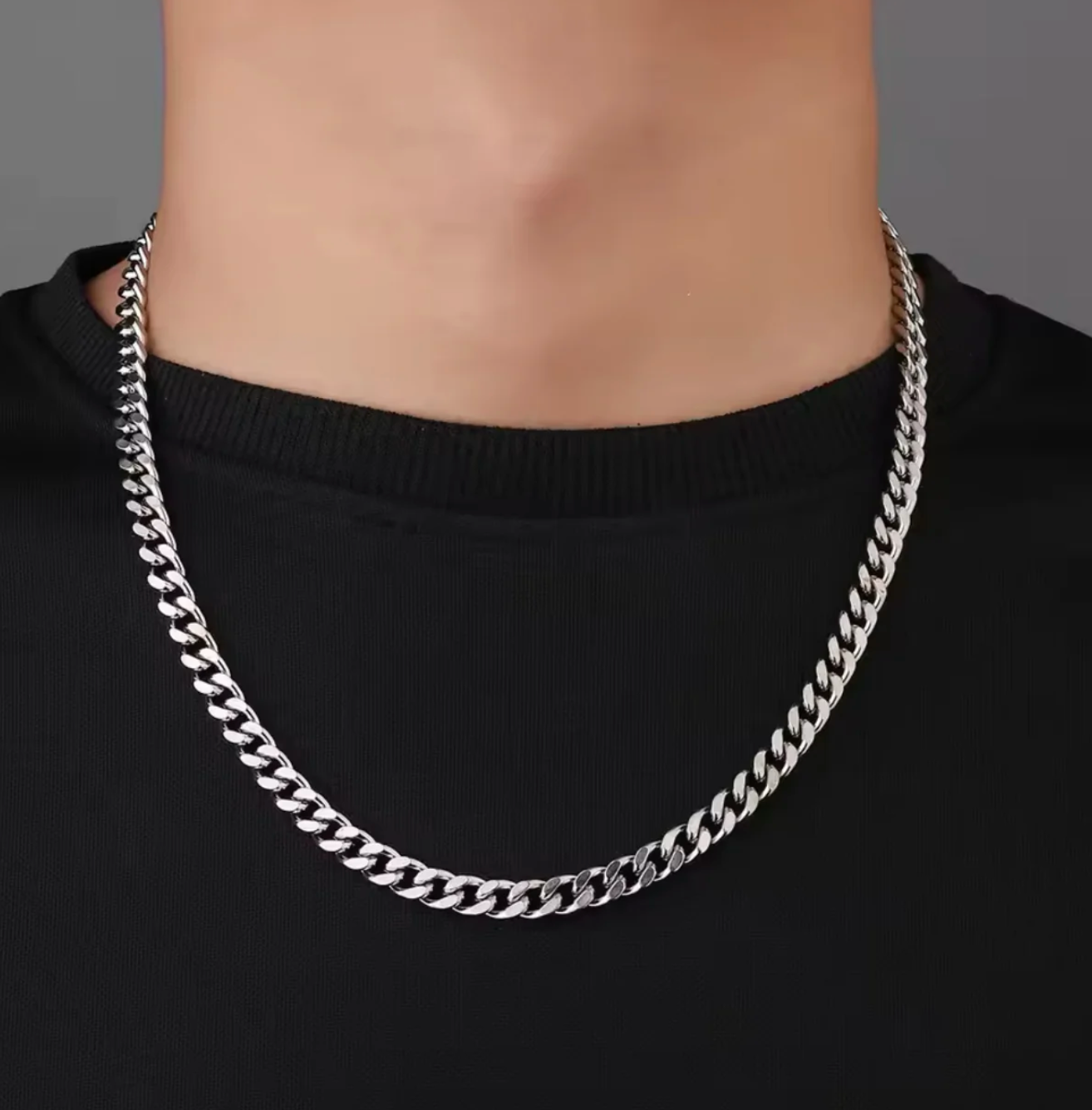 Wais Cuban Chain Necklace For Men - Stainless Steel