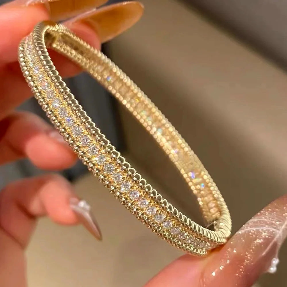 Edna Perlée Bracelet with Diamonds - 18K Gold Plated