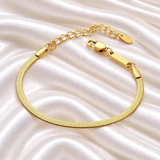 Assiya Herringbone Chain Bracelet | Kids Girls 18K Gold Plated
