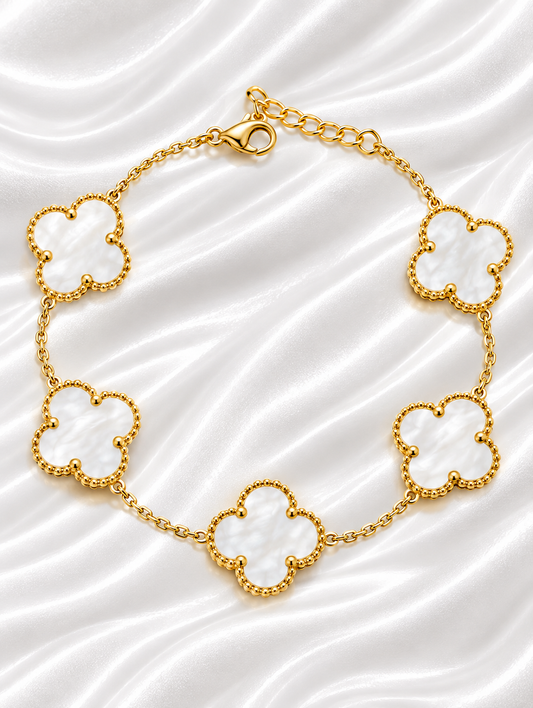 White Ubax Bracelet - 18K Gold Plated