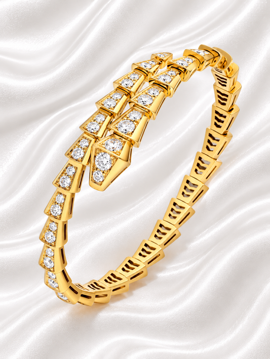 Ilwaad Serpenti Diamond Bangle - 18K Gold Plated
