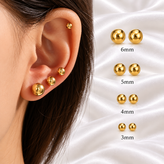 Amina Studs Earrings (3mm)- 18k Gold Plated